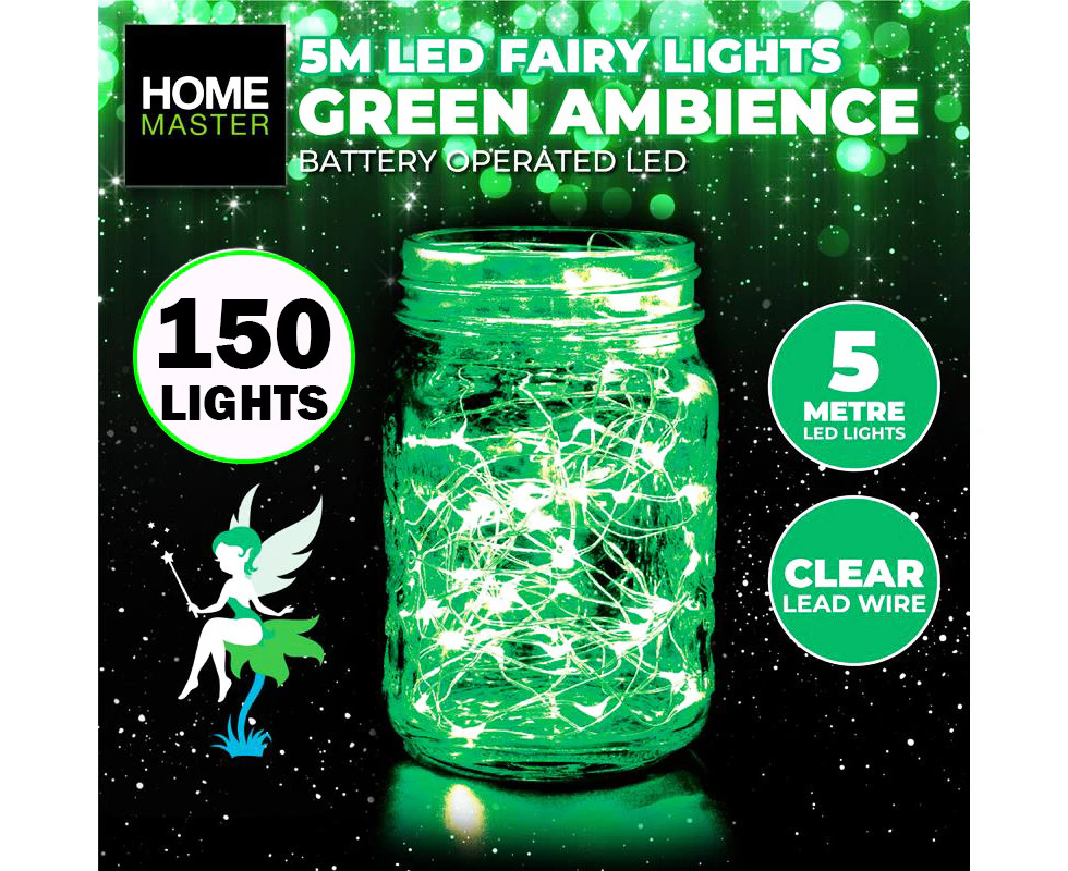 Fairy Lights Green Battery Operated - 5 Metre - 150 Lights