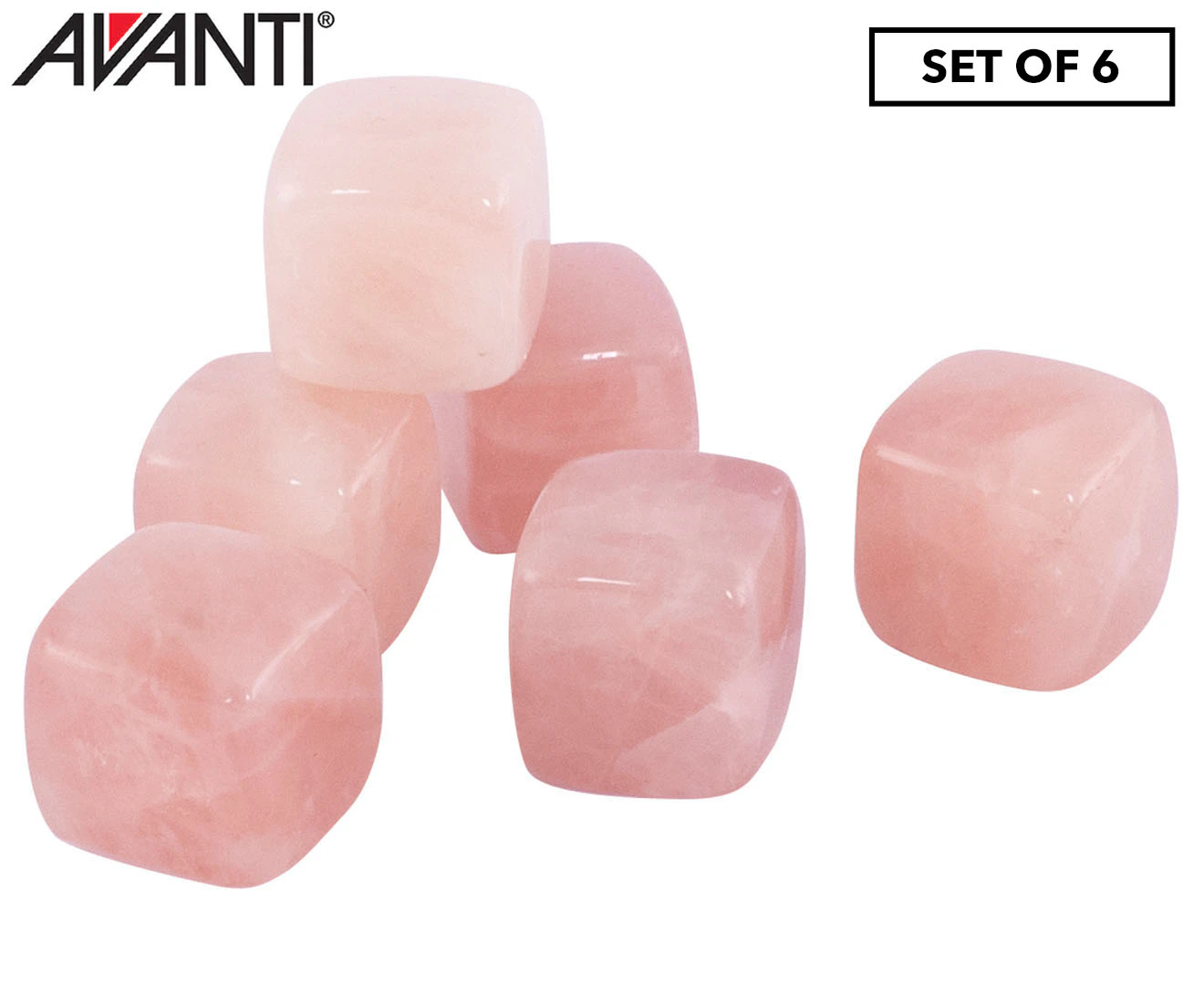 Set of 6 Avanti Rose Quartz Gin & Wine Stones