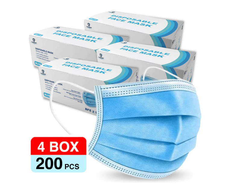 Nordiwell 3 Ply Disposable Protective Face Masks 200 Pack