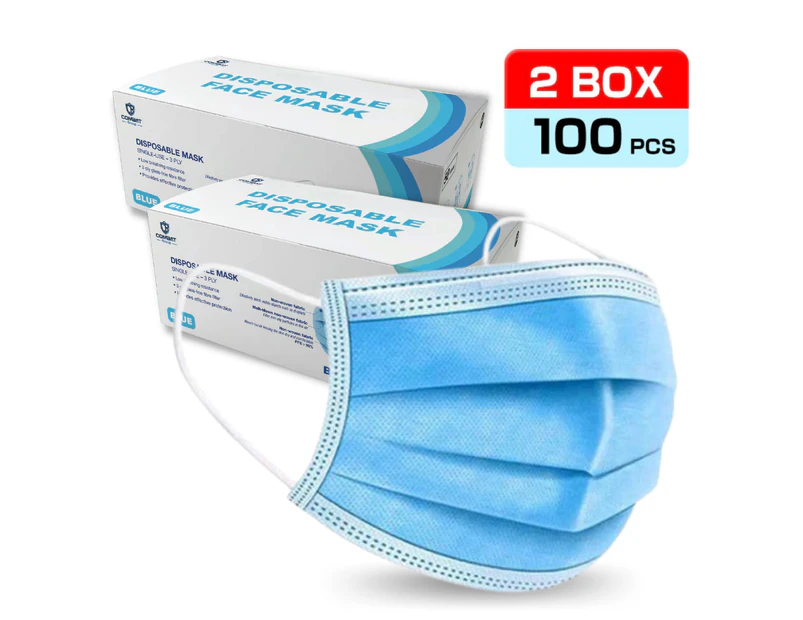 Nordiwell 3 Ply Disposable Protective Face Masks 100 Pack