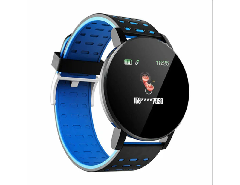 Unisex Bluetooth Smartwatch Blood Pressure Monitor and Fitness Tracker- USB Charging - Blue