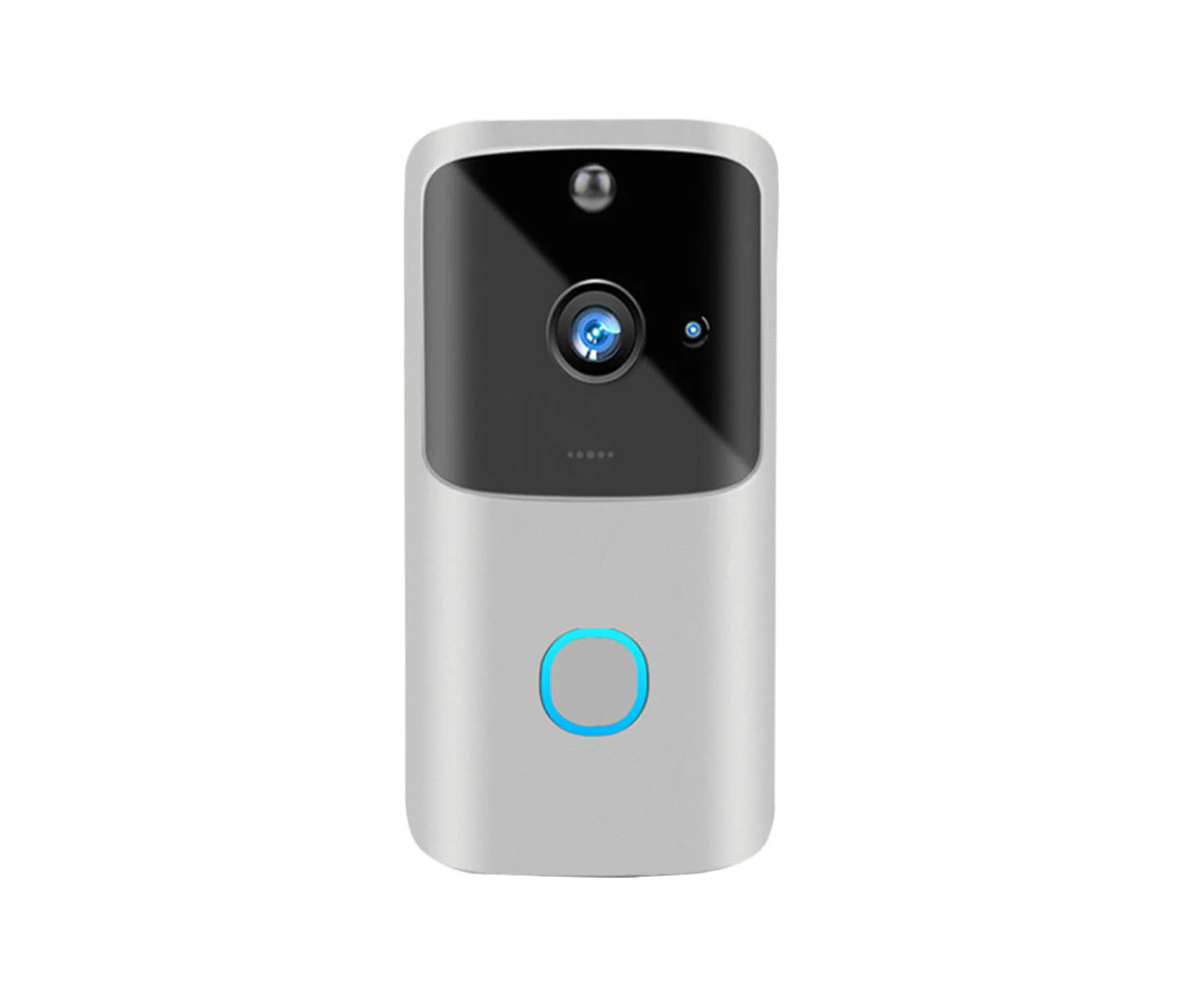 Smart Doorbell with Motion Detection and 2-Way Audio - Battery Operated - Silver (doorbell only - no chime)