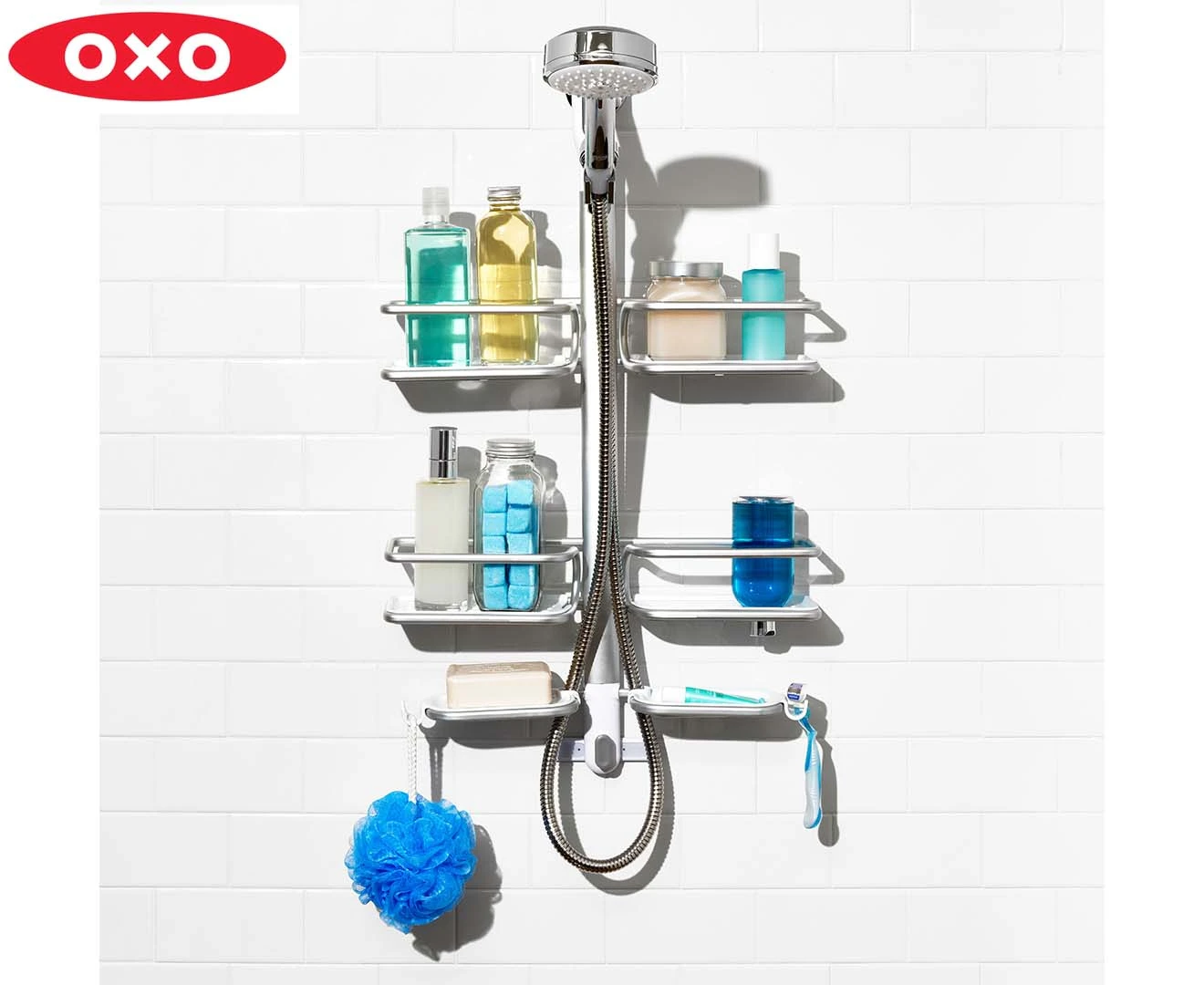 OXO Good Grips Aluminium Hose Keeper Shower Caddy - Silver