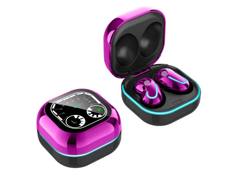 TWS 5.1 Wireless Mini Touch Bluetooth Headset Earbuds with USB Charging Case - Purple