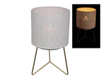 Decor Lantern/Pot On Gold Stand (White) - 30cm