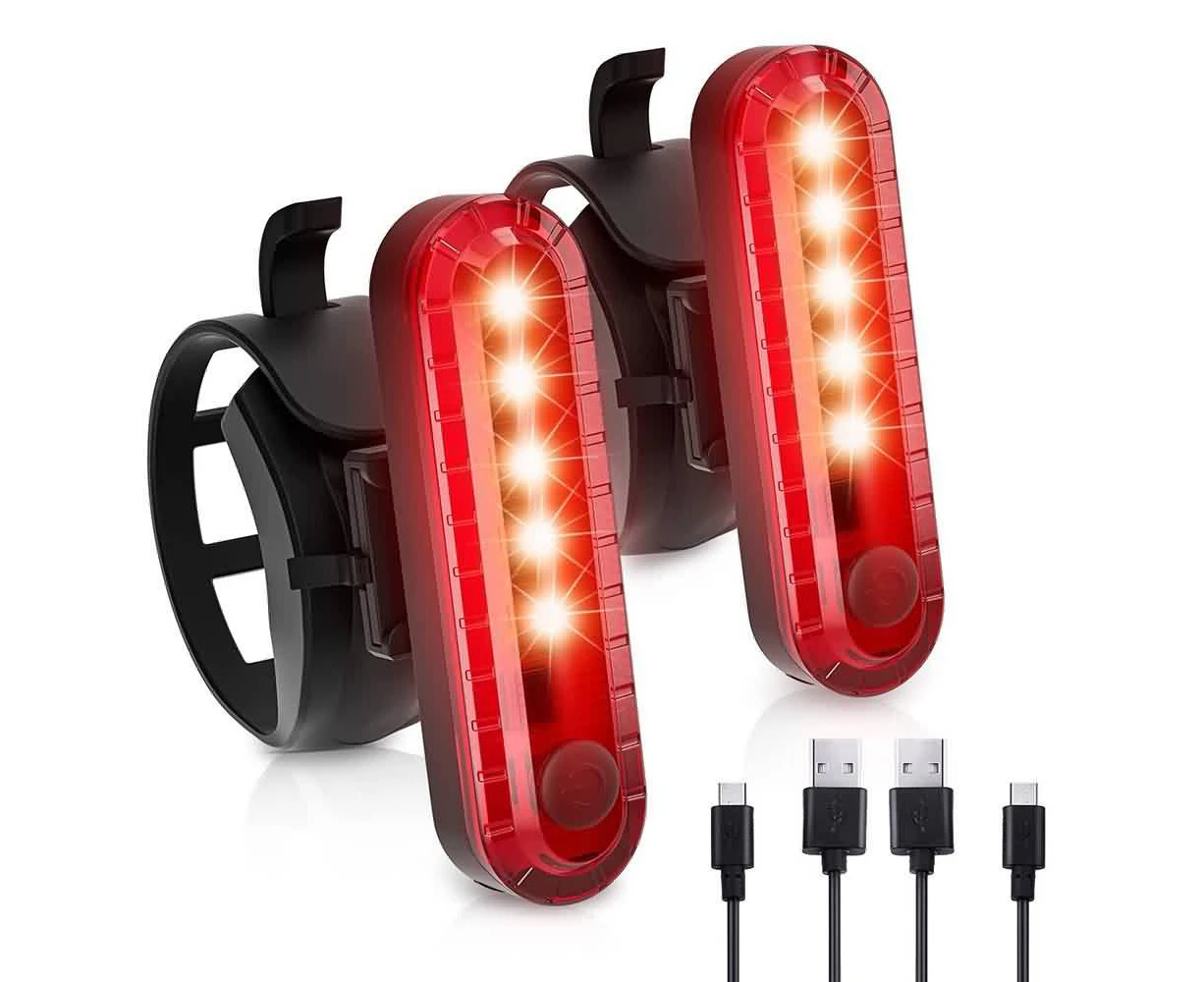 2pcs Bike Lights USB Rechargeable Bicycle 4Modes LED Tail Light Lamp