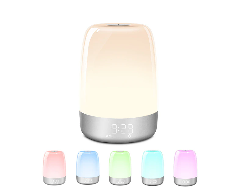 Dimmable Bedside Touch Night Light and Alarm Clock- USB Charging