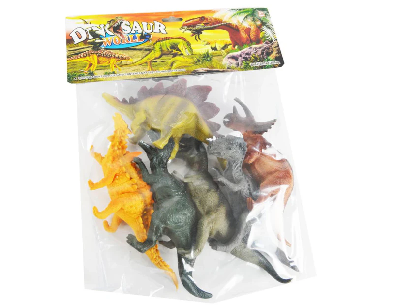 Large Dinosaurs in Bag, 6 Piece