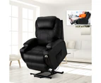 Oppsbuy Electric Lift Recliner Chair PU Leather Lounge Sofa Chair for Elderly with Side Pockets and Cup Holders Black