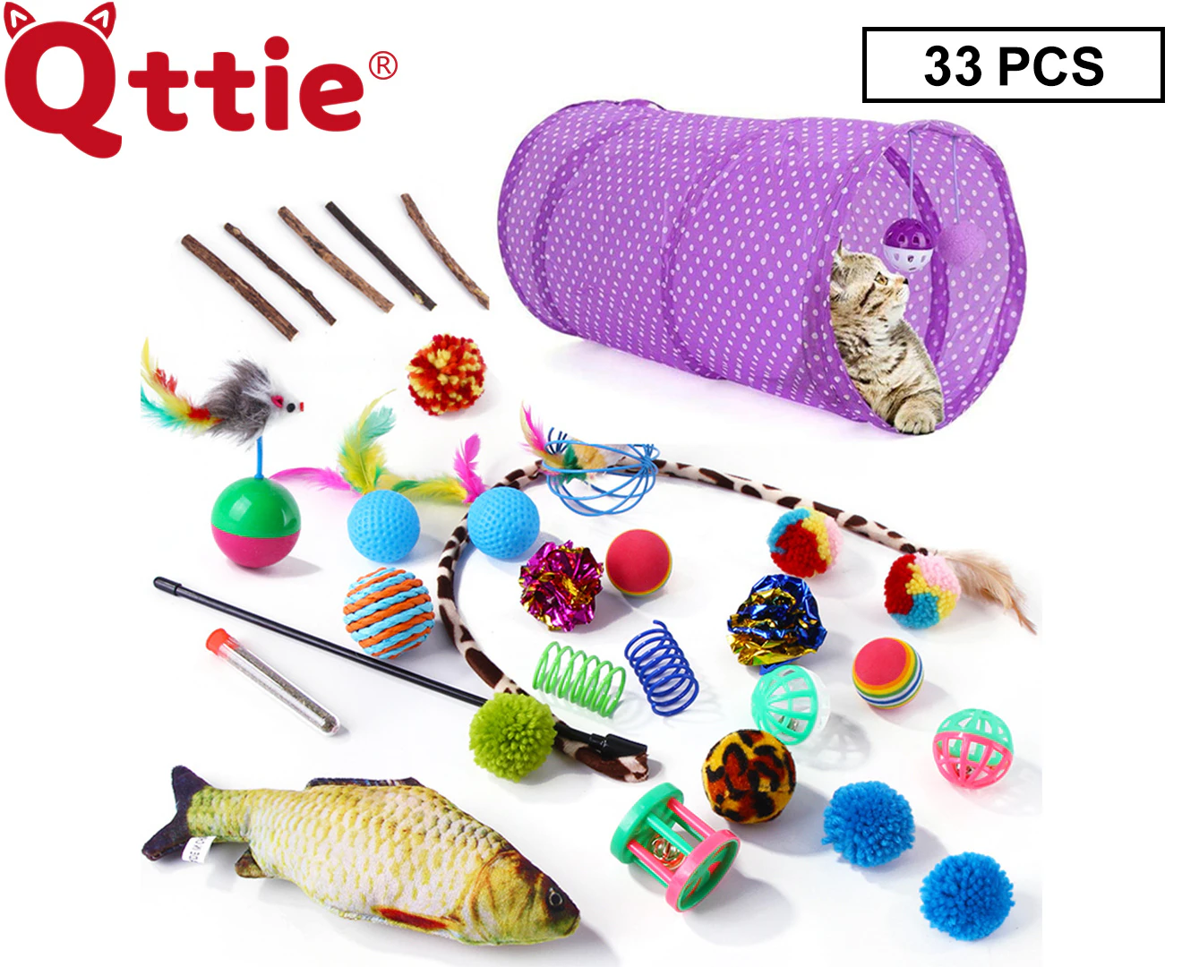 Qttie Lovely Pet Cat Kitten Toys 33pcs