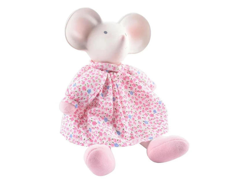 Meiya The Mouse Rubber Head Toy In Floral Pink Dress