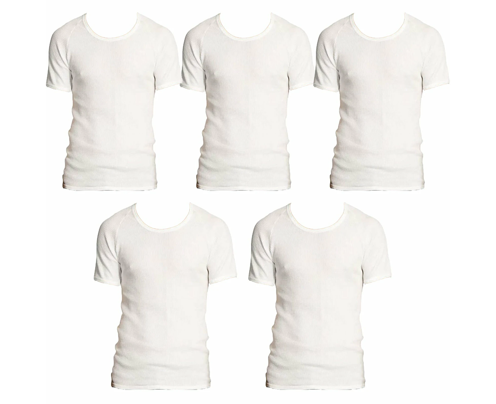 5 Pk Holeproof Aircel Thermal Mens T-shirt Short Sleeve Tee Top MYQ31A White Waffle Knit