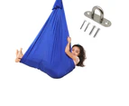 Kids Therapy Swing, Yoga Cuddle Sensory Hanging Elastic Hammock - Medium- Blue + Holder