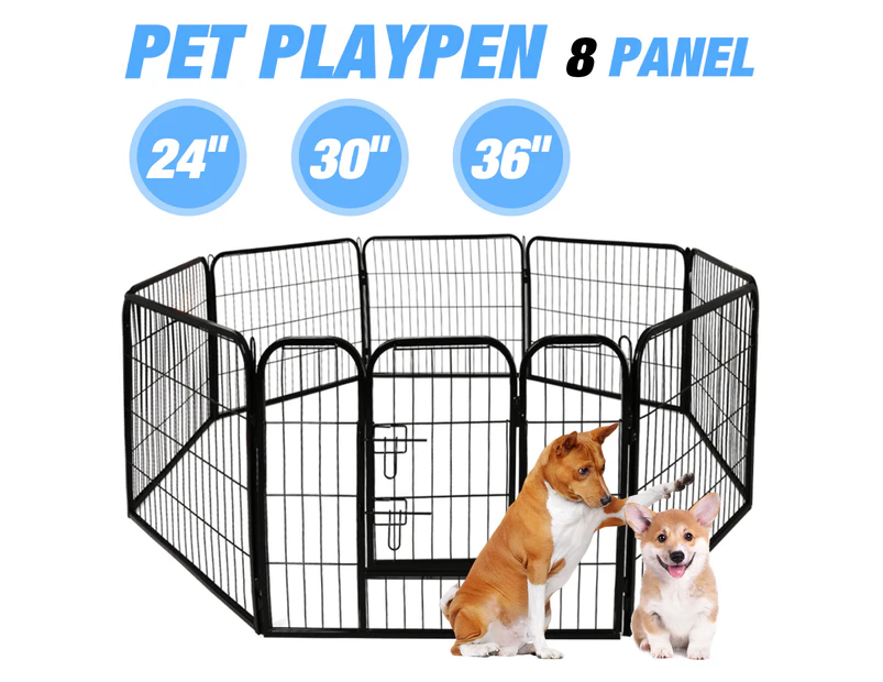 Dog Fence 8 Panel Pet Playpen Puppy Enclosure Indoor/Outdoor Foldable Metal Fitness Pen