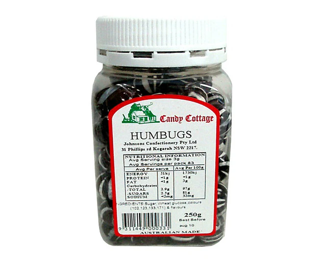 Candy Cottage Humbugs 250gm Old Fashioned Lollies Sweets