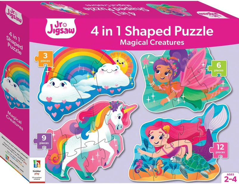 Junior Jigsaw 4 In 1 Shaped Puzzles Magical Creatures