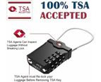 TSA Customs Code Lock,4-Digit Light Weight Steel Wire Lock,Small Combination Padlock Ideal for Travel,Suitcase,Luggage,Baggage - Black