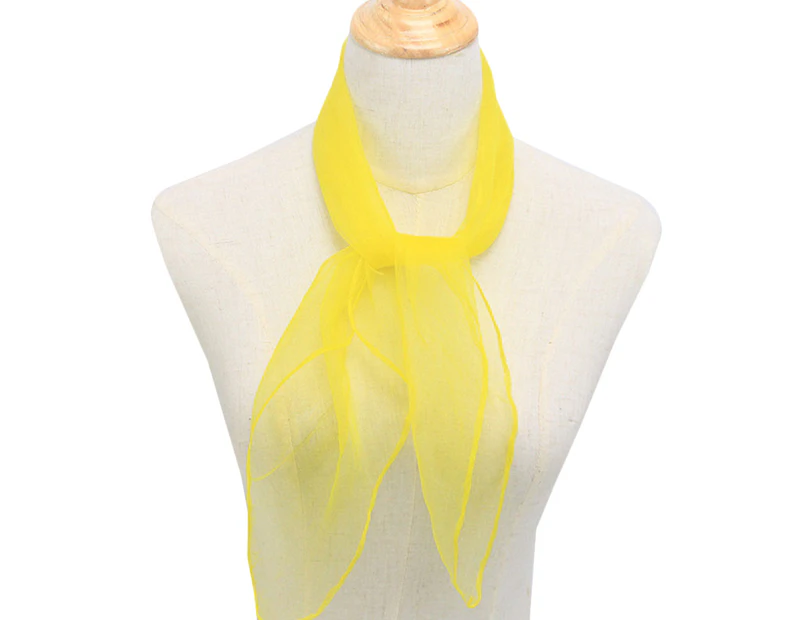 sunwoif Ladies Lightweight Scarf Plain Plain Small Solid Neck Wrap Scarves - Light Yellow