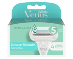 Gillette Venus Deluxe Smooth Sensitive Women's Razor Blades Refills 4pk - White