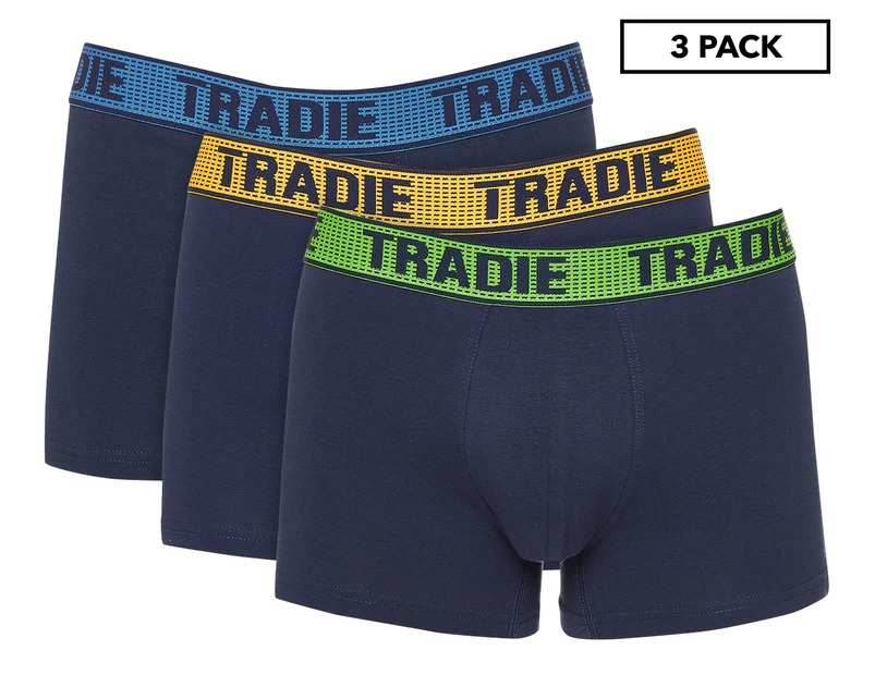 Tradie Men's Fitted Trunks 3-Pack - Vatican Blue/Multi