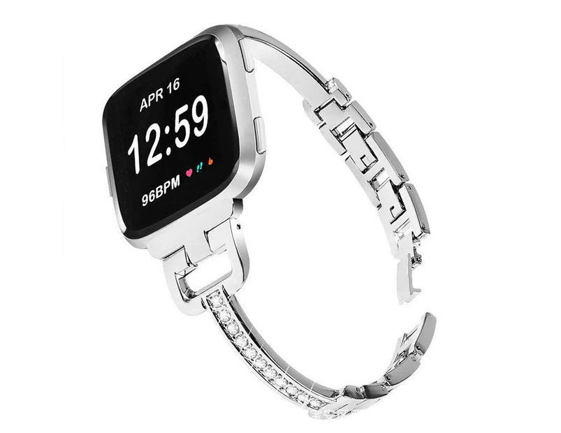 Strapmall Bling Metal Band for Apple Watch Series 7 6 5 4 3 2 1 SE-Silver