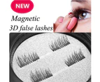 4Pcs/2 Pairs Dual Magnetic 3D False Eyelashes Long Natural Eye Lashes Extension