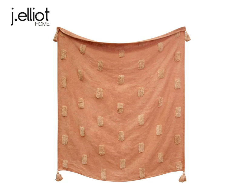 J.Elliot Home 130x160cm Quinn Textured Throw - Clay Pink/Soft Pink