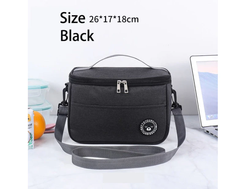 Big Camping Thermal Cooler Bag With Shoulder Strap Waterproof Oxford Cloth Picnic Insulated Bag Sac Lunch Box Picnic Basket - Black-26x17x18