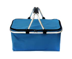 Folding Picnic Camping Basket Insulated Shopping Cooler Home Camping Storage Basket 30l - Blue