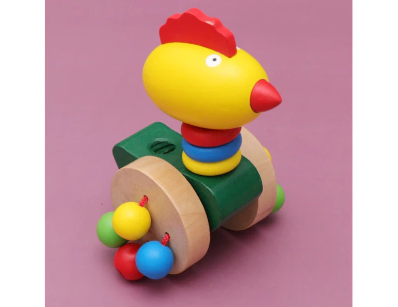 Baby Pushing Funny Car Toys Carts Toy Baby Walker Wooden Toys - Chicken