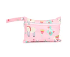 Baby Diaper Bag Printed Waterproof Wet Dry Nappy Zipper Handbag Stroller Carry Pack Travel Outdoor Wet Diaper Storage Bag Pocket - Pink