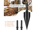 4PCS Firewood Log Splitter Drill Bit,Removable Cones Kindling Wood Splitting Log Bits, Electric Drills Screw Cone Driver Hex+Square+Round-42mm