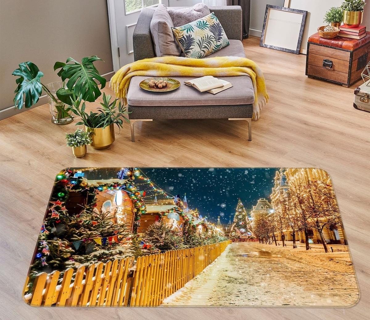 Details about   3D Snowy Busy Street R002 Christmas Game Non Slip Rug Mat Photo Carpet Sunday 