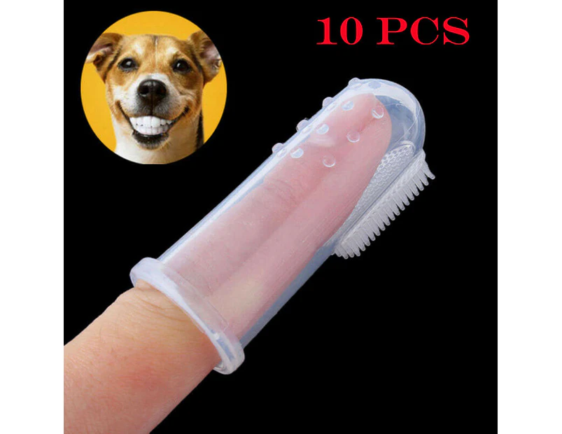 10PCS Super Soft Pet Finger Toothbrush Brush Teeth Care Dog Cat Animal  Cleaning .au