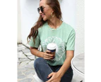 Amoretu Womens Sunflower Summer Short Sleeve T-shirt Loose Casual Top-Fruit Green