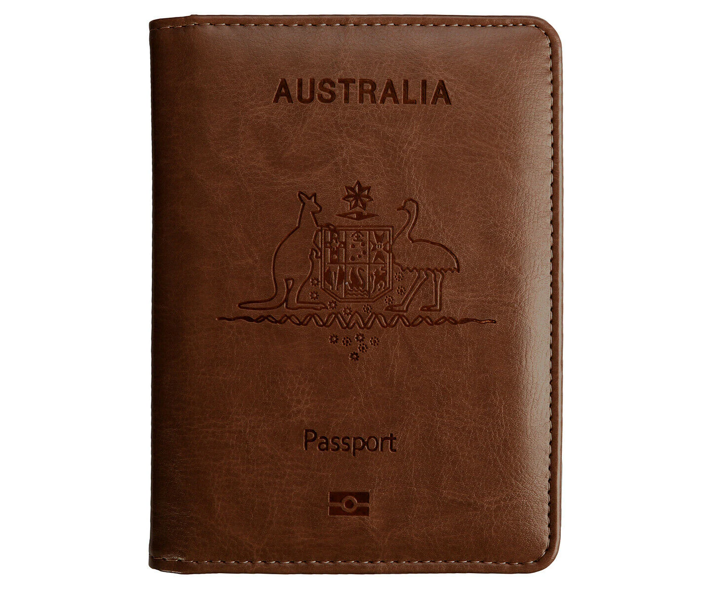 Leather Passport Holder Travel RFID Blocking ID Card Ticket Wallet Case Cover Purse Brown