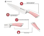 Kitchen Chef Knife Sharp 9 Piece Set, Premium Stainless Steel Knife Blade & Hollow Non-Slip Handles - 360 Degree Rotating Block Stand Cooking Set - Pink