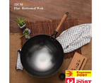 Induction Iron Wok Non-stick Flat- bottomed Pan 32CM without Ears Cooker Kitchen