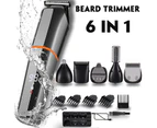 6 in 1 Cordless Display Electric Hair Clipper Beard Grooming Kit Waterproof USB Rechargeable Hair Razor