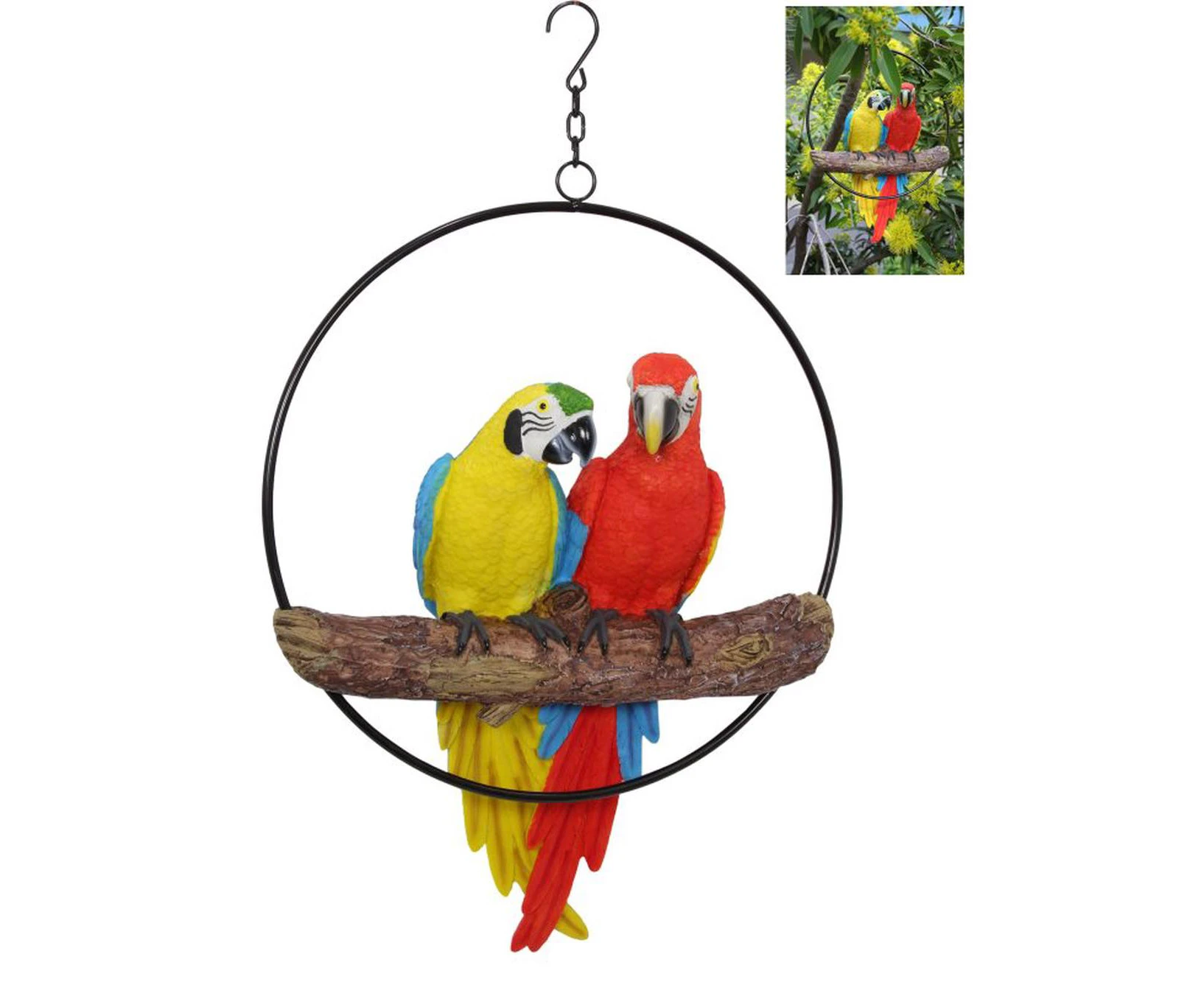 Twin Parrot Birds In Ring - 40cm