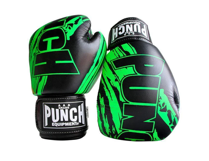 Punch: Fancy Kickboxing Gloves (Black/Green) - 12oz