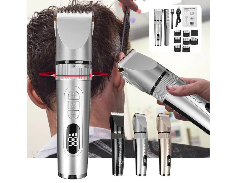 gold Electric Hair Clipper Set USB Charging 3-gear Modes Men Beard Trimmer Machine Low Noise LCD Display Electric Hair Clipper