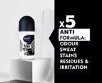 3 x Nivea Men Black & White Invisible Roll-On Deodorant Original 50mL