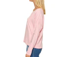 Tommy Hilfiger Women's Pepper Long Sleeve Logo Tee / T-Shirt / Tshirt - Glacier Pink