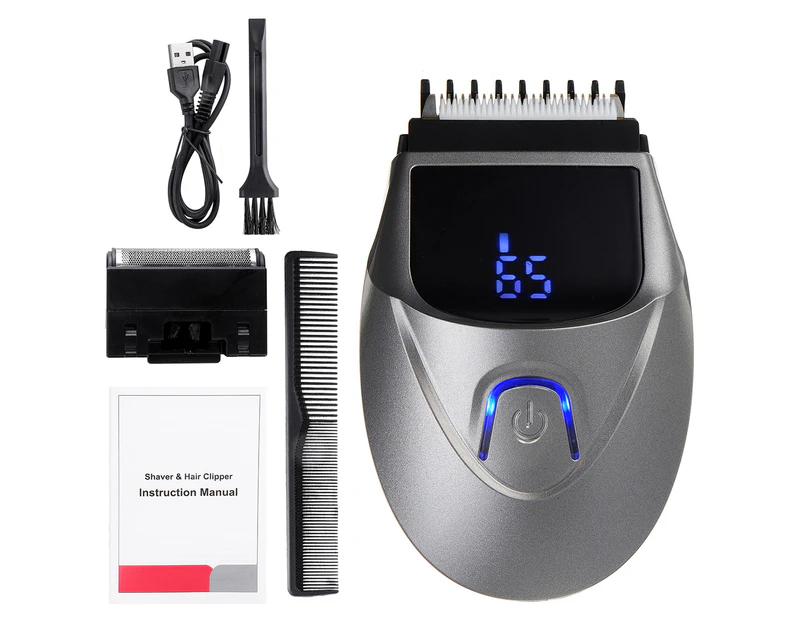 grey 2 in 1 Electric Hair Clipper Trimmer Cordless Rechargeable Men&#8217;s Hair Shaver Haircut Machine