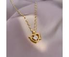 OYJR Love Necklace One Arrow Through Heart Pendant Hip-hop Micro-encrusted Zircon Necklaces for Women - Gold 1