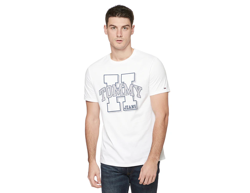 Tommy Hilfiger Men's Tommy Jeans Steel Tee / T-Shirt / Tshirt - Bright White
