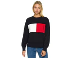 Tommy Hilfiger Women's Tina Textured Flag Crew Neck Sweater - Desert Sky