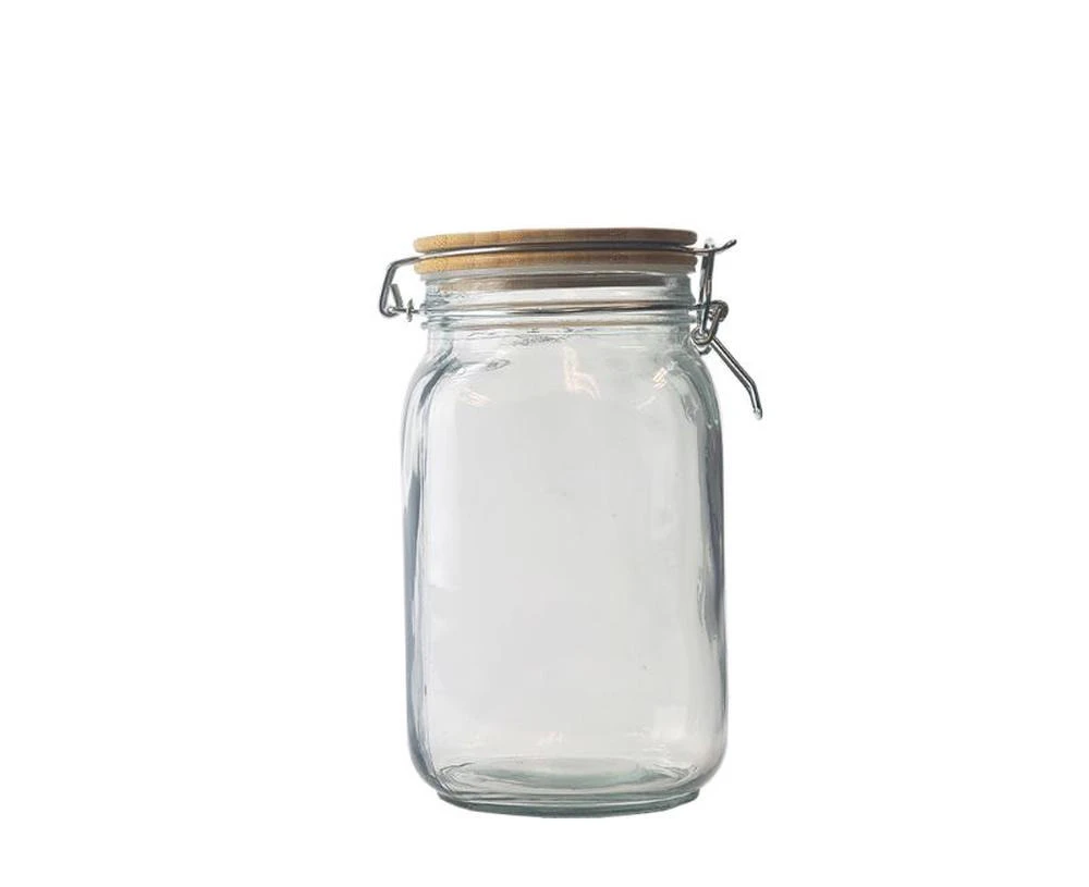 Square Glass Jar With Bamboo Lid - 1.25L