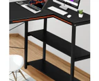 LUXSUITE Computer Desk Black L Shape Gaming Writing Study Corner Table Home Office Workstation with Storage Shelf